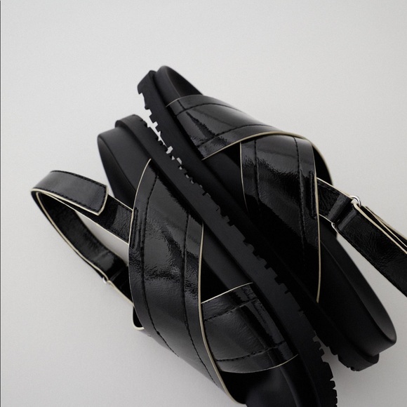 ZARA CROSS STRAP FLAT SANDALS TRF Cross Velcro Dad Sandal no tag 42 final - Picture 12 of 15